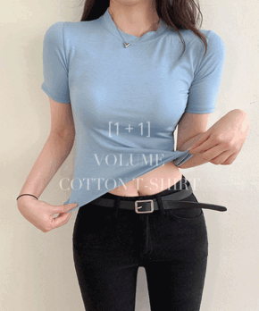 [국내제작,1+1💙] 볼륨 스판 기본 라운드넥 이너 반팔 쫀쫀 레이온 반팔 티셔츠
